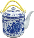 Large Teapot Blue and White Tea Pot Porcelain 66 OZ Floral (flower)