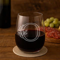 On The Rox Drinks Monogrammed Gifts For Women and Men - Letter A-Z Initial Engraved Monogram Stemless Wine Glass - 17 Oz Personalized Wine Gifts For Women and Men (O)