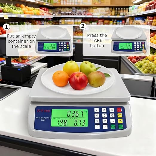 Large Digital Kitchen Scale 30KG Commercial Food Scale 66LB for Baking Bread Meat Stainless Steel Price Computing Scale LCD Display,Prep Counting Scale for Parts and Coins Adapter Included (Blue)
