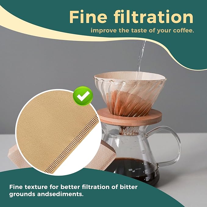 Easy-Dispensing Natural Brown Cone Coffee Filters, V01 Size, 100 Count - Unbleached Paper Filters for Pour Over Brewing, Compatible with Chemex, Hario V60 & More，Box for Easy Use & Tidy Storage