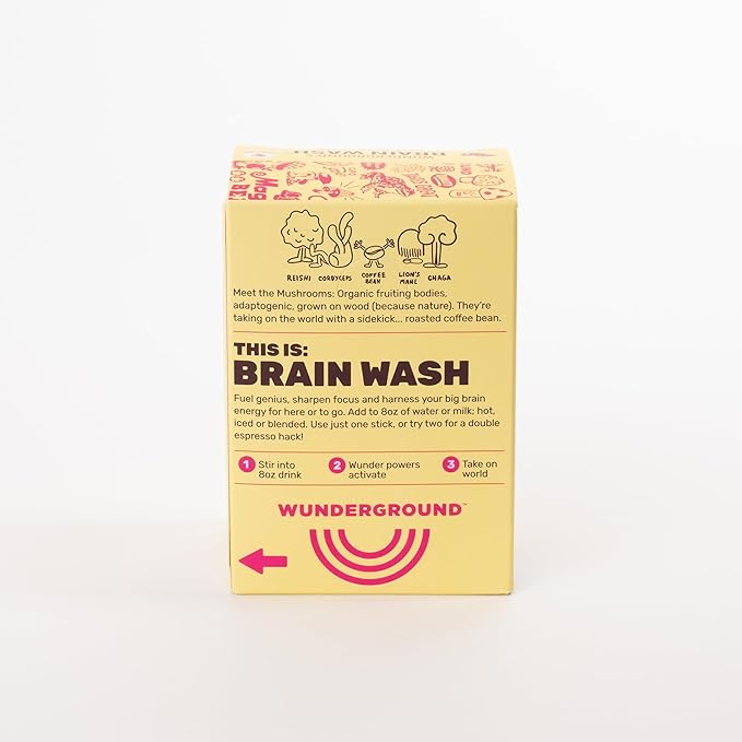 Wunderground's Brain Wash Craft Instant Coffee with Mushroom SuperBoost (30-Serving Carton)