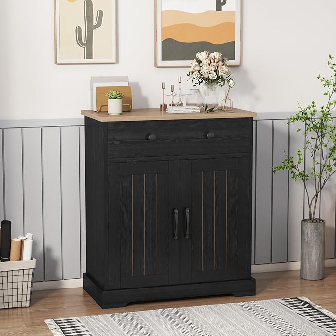 Kitchen Storage Cabinet, Modern Buffet Cabinet with Storage, Coffee Bar with 2 Drawers and 2 Doors, Floor Sideboard Buffet for Living Room, Dining Room, Bathroom