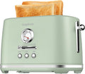 LONGDEEM Toaster 2 Slice with Extra Wide Slots & Removable Crumb Tray 6 Browning Options, Auto Shut Off & Frozen Function, Toast Fruit Bread, Bagel & Waffle, Green