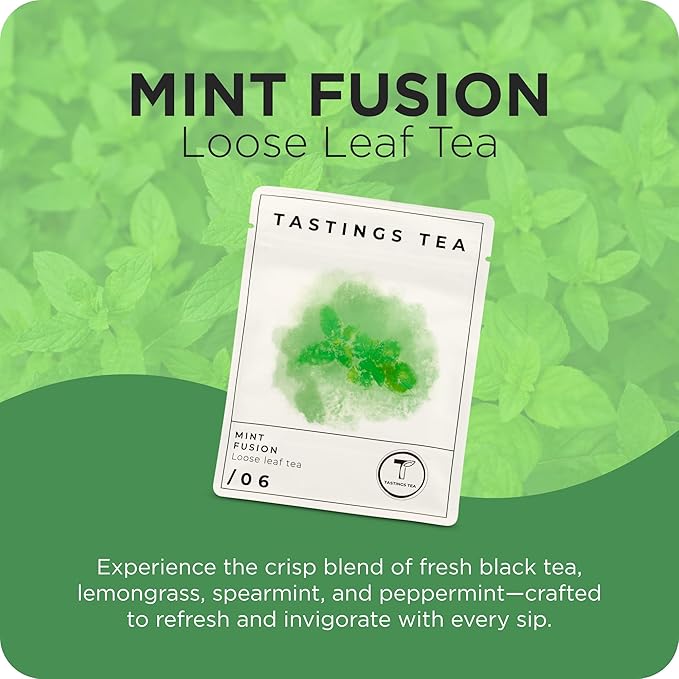 Tastings Tea Mint Fusion - 3.5oz Loose Leaf | Energising Boost | Small-Batch Freshness