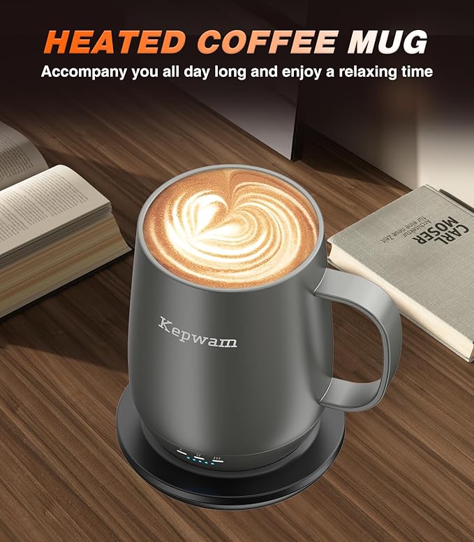 Self Heating Coffee Mug T2, 16oz Smart Heated Coffee Mug, 150 Min Battery Life - Hot up to 149℉ Temperature Control Coffee Mug Warmer, Gifts for Dad Mom (No APP)