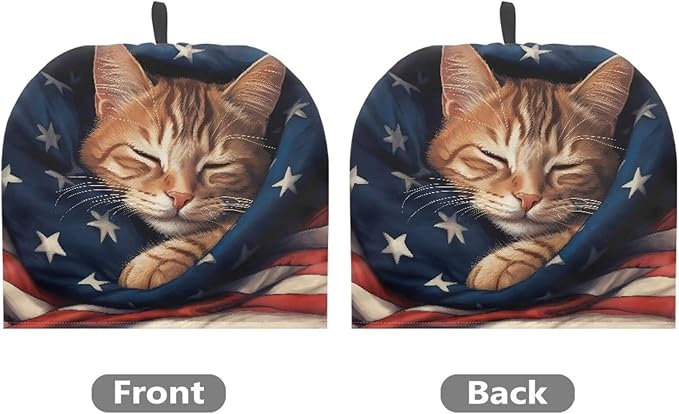 Cat Tea Cozy for Teapot Insulated Keep Warm Tea Pot Cozy USA Patriotic Design Teapot Dust Protector Designed in England Gift to Wife