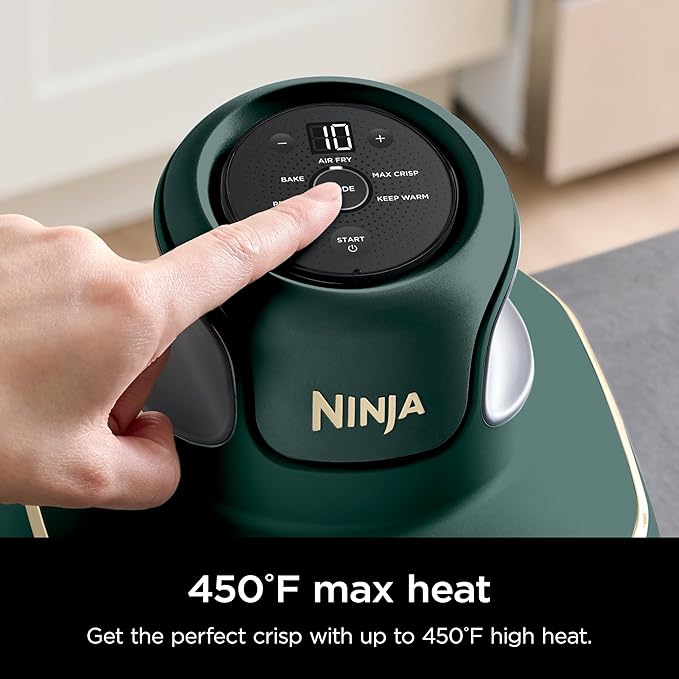 Ninja Crispi 5-in-1 Portable Glass Air Fryer, 4-QT, 2.5-QT & 6-Cup Glass Containers with Crisper Plates & Storage Lids, Microwave, Freezer & Dishwasher Safe, British Racing Green, FN103BF