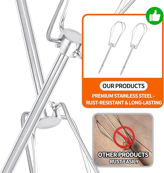 2 Pack Hand Mixer Attachments Beaters Compatible with BLACK and DECKER Electric Hand Held Mixer, Stainless Steel Replacement Parts, Beaters Electric Mixer Parts Accessories