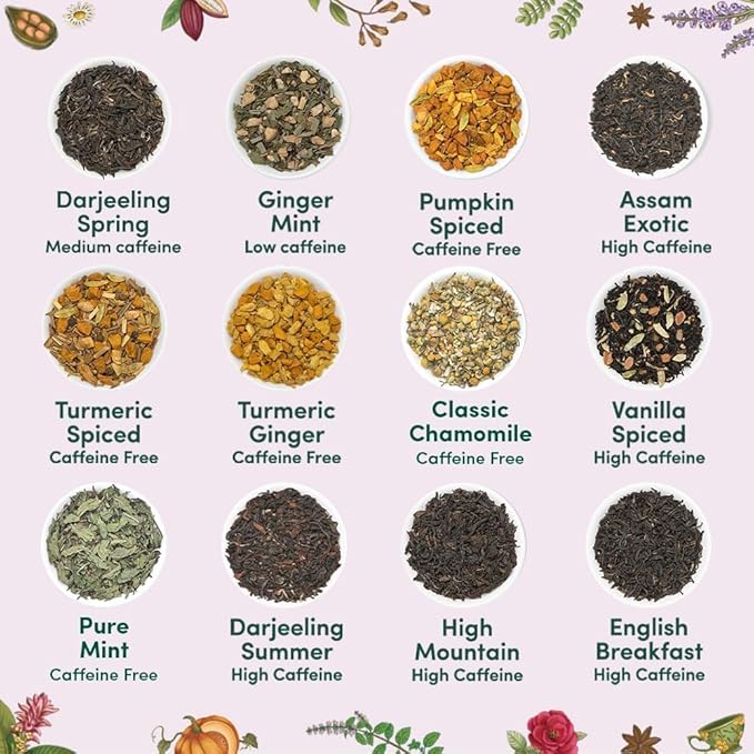 VAHDAM, Classic Tea Sampler Gift Set | 24 Unique Flavor in Individually Wrapped Pyramid Tea Bags in Classic Box | Assorted Tea Gift Set | Christmas Gifts for Women & Men