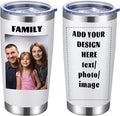 MEWAY Personalized Custom 20oz Tumbler with Lid, Stainless Steel Gift Tumbler, Insulated Double Wall Vacuum Travel Coffee Tumbler Gifts with Text Photo Logo (White, 1pack)