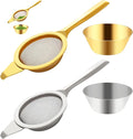 2 pcs 2.2in mini matcha sifter, stainless steel 30 Fine Mesh strainer with Drip Bowl, sieve matcha, loose tea, cocktail, juice, coffee