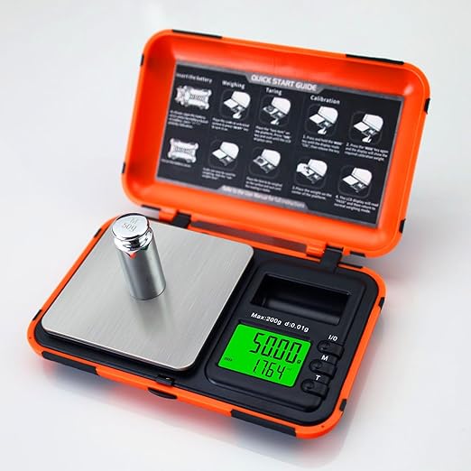 Digital Pocket Scale Precision 200g/0.01g with 50g Cal Weights,LCD Display Digital Scale Grams Ounces, Mini Jewelry Scale, Coins Scale for Gold/Silver/Gems/Food (Pocket Scale)