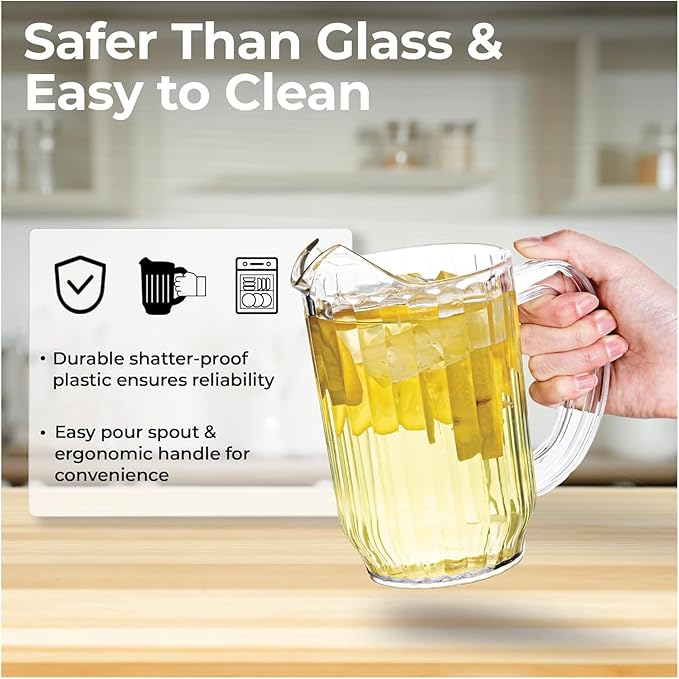 3 Pcs Small Beer Pitchers 45 Ounce Restaurant Pitchers Clear Restaurant Pitcher Jug Large Water Jug Carafe Serve Milk Tea Juice Drink for Parties Container Dispenser Beer Jar(Classic)
