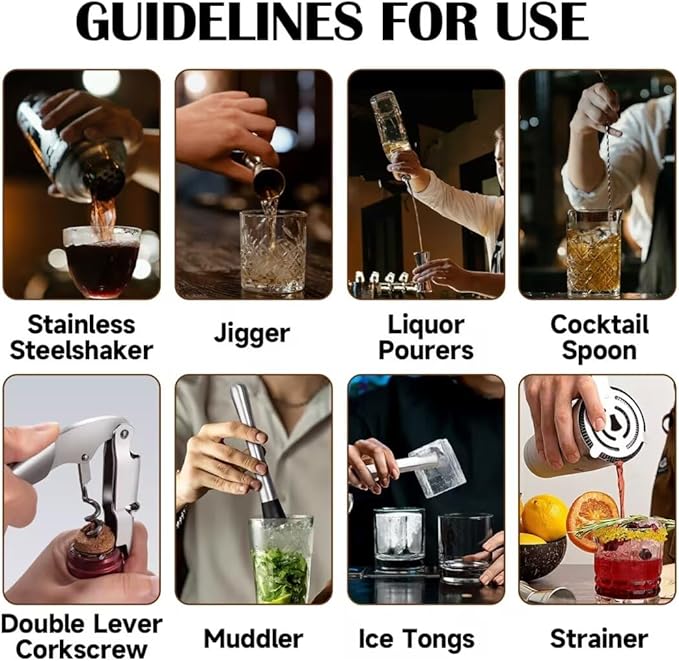 Bartender Kit 11-Piece Cocktail Shaker-Muddler for Cocktails 25oz Boston Shaker-Bar Accessories with Stylish Bamboo Stand Mix Drink Shaker kit Perfect Martini kit with Cocktail Recipes