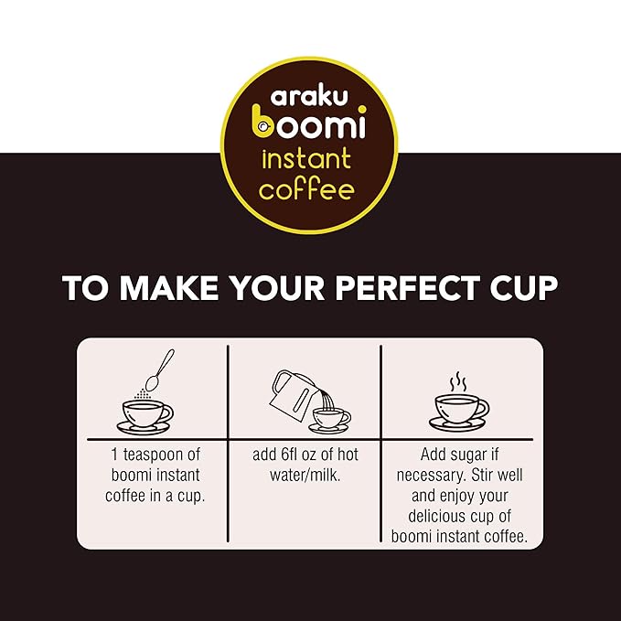 Boomi Premium Single Origin Instant Coffee Powder - Medium Roast, 100% Arabica, Mold & Mycotoxin Free, Low Acid - 3.5oz Tin (1 Pack)