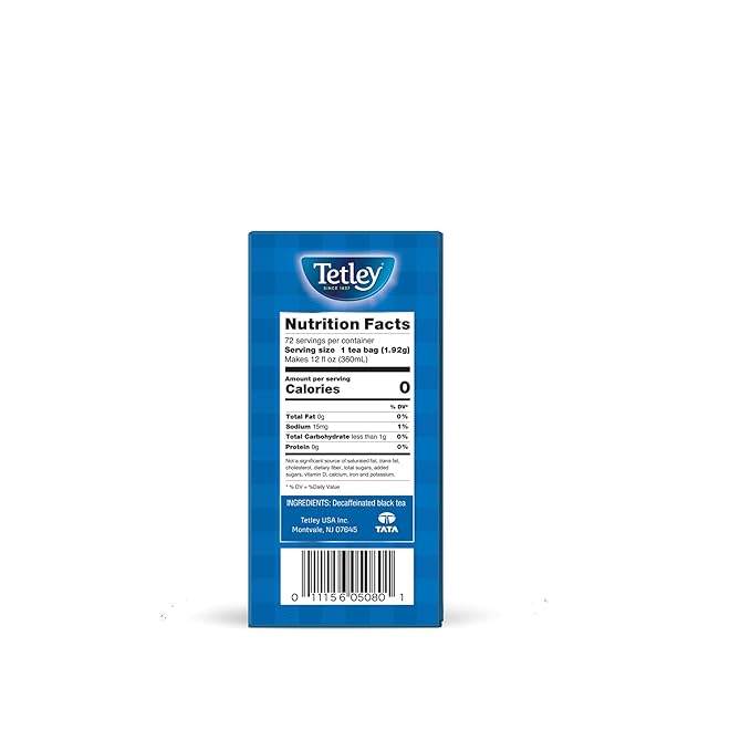 Tetley Classic Blend Decaf Premium Black Tea, Decaffinated Tea, 72 Tea Bags (Pack of 12), Rainforest Alliance Certified