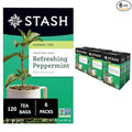 Stash Tea Peppermint Herbal Tea - Naturally Caffeine Free, Non-GMO Project Verified Premium Tea with No Artificial Ingredients, 20 Count (Pack of 6) - 120 Bags Total