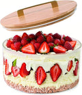 10 inch Large Salad Bowl, Trifle Bowl Glass with Sealed Lid, Versatile Mixing and Serving Bowl for Laying Ice Cream,Cake,Cupcake,Salad,Fruit,Baking,Dessert and Party Diy, Microwave Safe