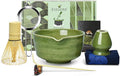 Artcome 7-Piece Matcha Tea Set - Complete Japanese Ceremony Kit with Bowl, Whisk, Scoop, Strainer & Guide, Mottled Green