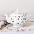 Floral Teapot with Infuser, 33oz, Ceramic Tea Pot with Tea Strainers for Loose Leaf Tea, Rose Teapots for Tea Party, New Bone Porcelain Teapot