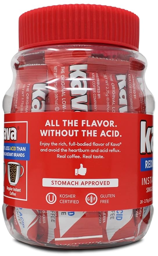 Kava Low Acid Instant Coffee Single Serve Stick Packets, 20 Count (Pack of 6)