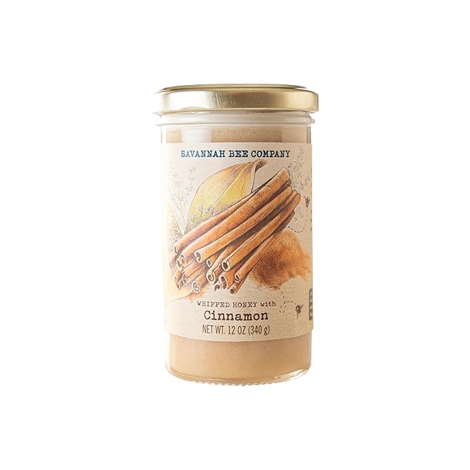 Savannah Bee Company Whipped Honey - All Natural Spreadable Honey (12 Ounce (Pack of 1), Cinnamon)