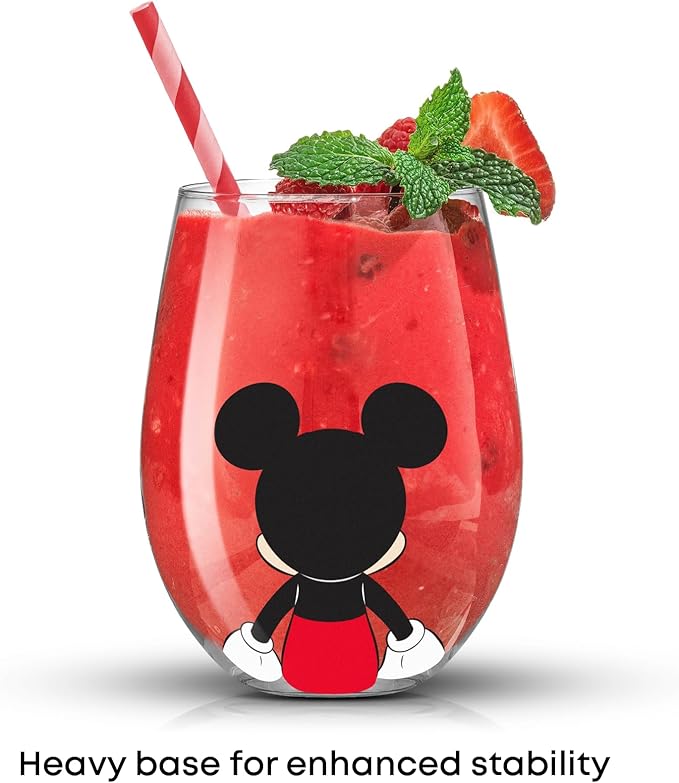 JoyJolt Disney Mickey Mouse Squad Collection Tumblers. 15oz Stemless Wine Glasses Set of 4 Stemless Drinking Glasses. Gifts Stuff, Wine Glass Mickey Mouse Cup Set