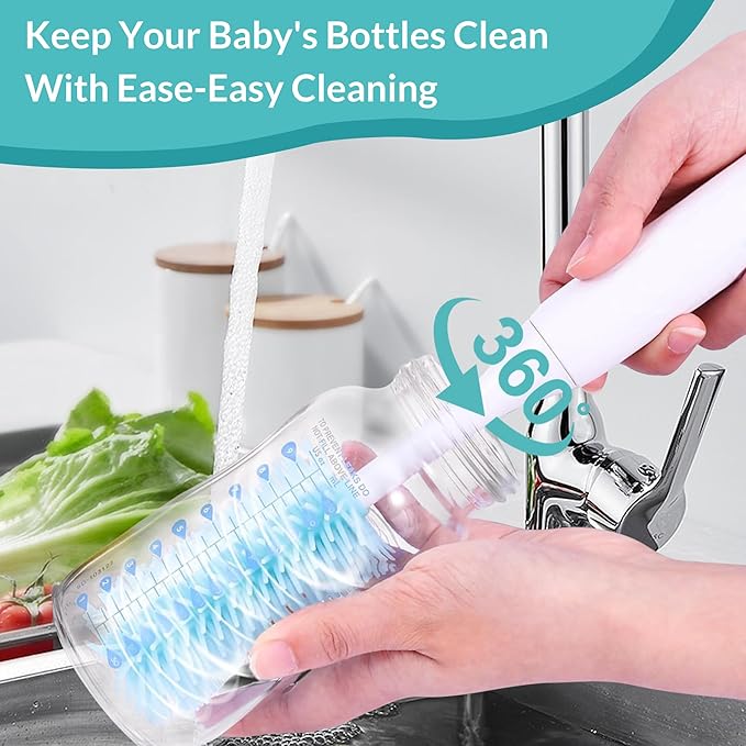 Electric Cleaning Brush with Bottle Brush & Milk Mixer, Rechargeable Electric Bottle Brush with 2 Speed Mode,Powerful Waterproof Bottle Cleaner Brush,A Must Have for Daily Life (Blue)