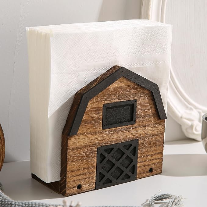 Vintage Wooden Napkin Holder for Table,Rustic Farmhouse Napkin Holders for Paper Napkins. (5.5"x5.5"x3")