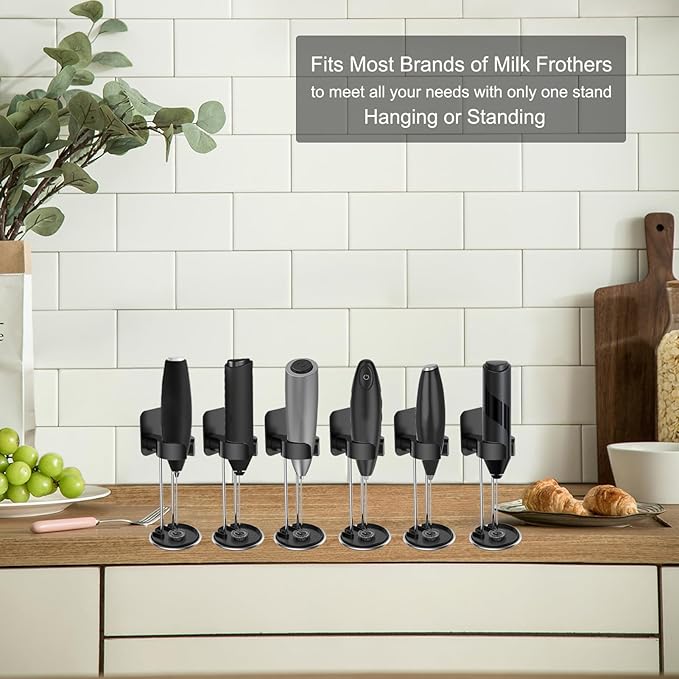 DERGUAM Milk Frother for Coffee, Electric Handheld Milk Frother, Milk Foamer, Mini Mixer and Coffee Blender Frother for Frappe, Latte, Matcha, Cappuccino, Battery Operated with Stand (Frother Stand)