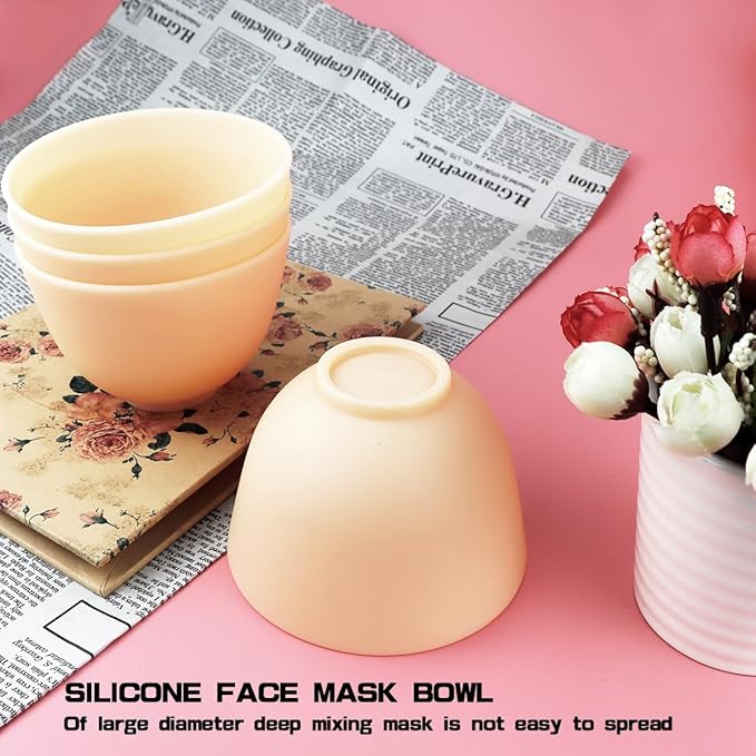 4 Inch Diy Silicone Facial Mask Mixing Bowl, 4 PCS Home Use Microwavable Silicone Facial Mud Bowl for Facial Mask, Mud Mask and Other Skincare Products, Cosmetic Beauty Tool for Home Salon,Yellow