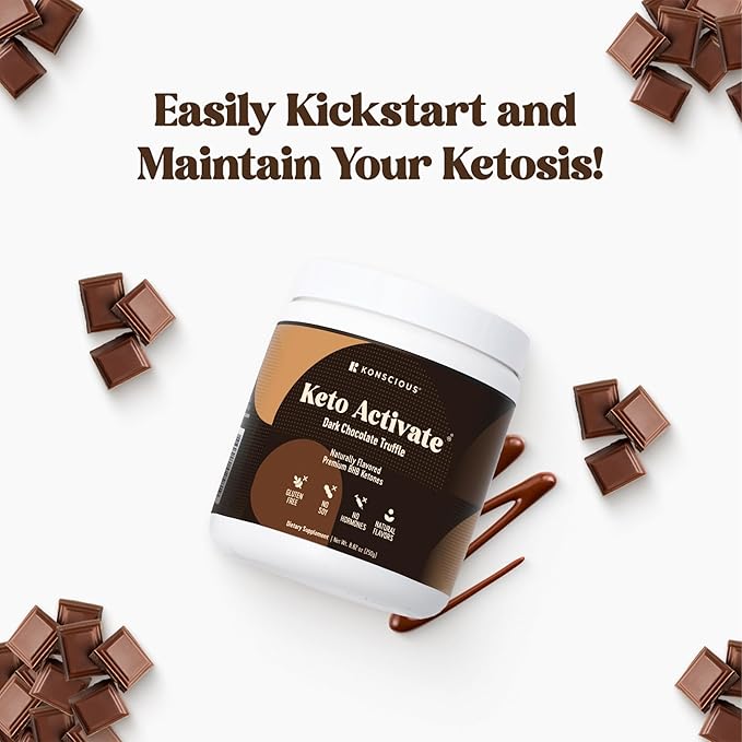 Dark Chocolate Truffle Exogenous Ketones Drink - 2 Pack: Pure Keto Shake Powder with Chocolate Ketones | Jumpstart Ketosis & Boost Energy with Natural Ketones Supplements by Konscious Keto
