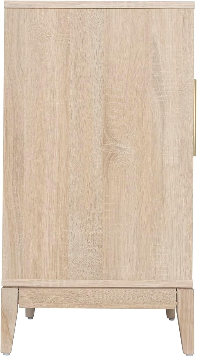SANGO Shagreen 2-Door Cabinet, Natural Finish Storage Cabinet with Faux Shagreen Texture, Brass Handle, Adjustable Shelf, Timeless Luxury Design, Versatile Furniture for Living Room or Dining Room