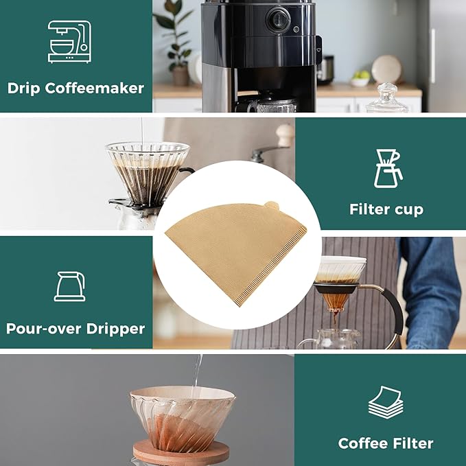 Easy-Dispensing Natural Brown Cone Coffee Filters, V01 Size, 100 Count - Unbleached Paper Filters for Pour Over Brewing, Compatible with Chemex, Hario V60 & More，Box for Easy Use & Tidy Storage