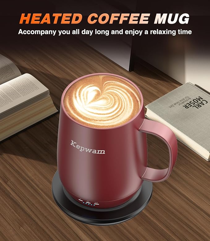 Self Heating Coffee Mug T2, 16oz Smart Heated Coffee Mug, 150 Min Battery Life - Hot up to 149℉ Temperature Control Coffee Mug Warmer, Gifts for Dad Mom (No APP)