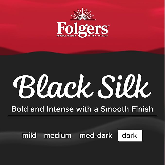 Folgers Black Silk Coffee, Dark Roast, Keurig K-Cup Pods, 10 Count Box