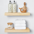 Homeforia 16 inch Natural Floating Shelf, High End Solid Real Wood 16inch Small Floating Shelves for Wall Mounted, Natural Wooden Floating Shelves, Heavy Duty Bracket, 16 X 6.5 X 1.75 in, Set of 2