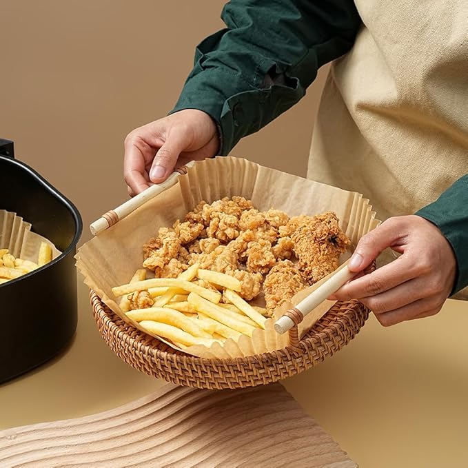 Air Fryer Liners Disposable Square. Virgin Pulp Parchment Paper for 4qt-6qt Air Fryer.Food Grade,Non-stick, Oil-proof & Heat Resistant for Baking,Microwave,Cooking & Deep Fryer Accessories (125)