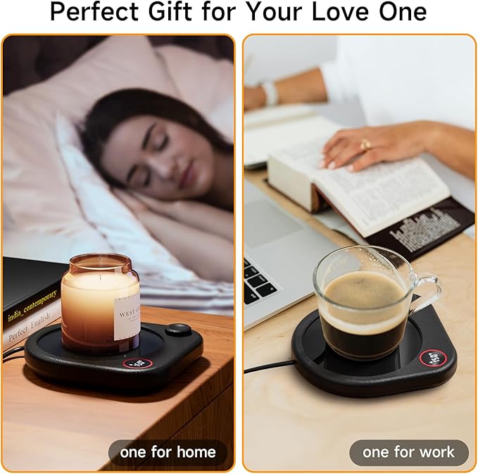 Coffee Mug Warmer Set, Heated Coffee Cup for Desk with Auto Shut Off, Smart Electric Heater for Tea Milk Beverages Candle with Adjustable Temperature Display