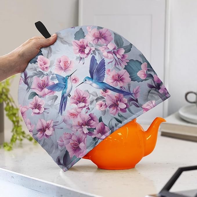 Floral Tea Cozy for Teapot Insulated Hummingbird Tea Cosy for Teapot Home Kitchen Decorative Teapot Cover for Gifts