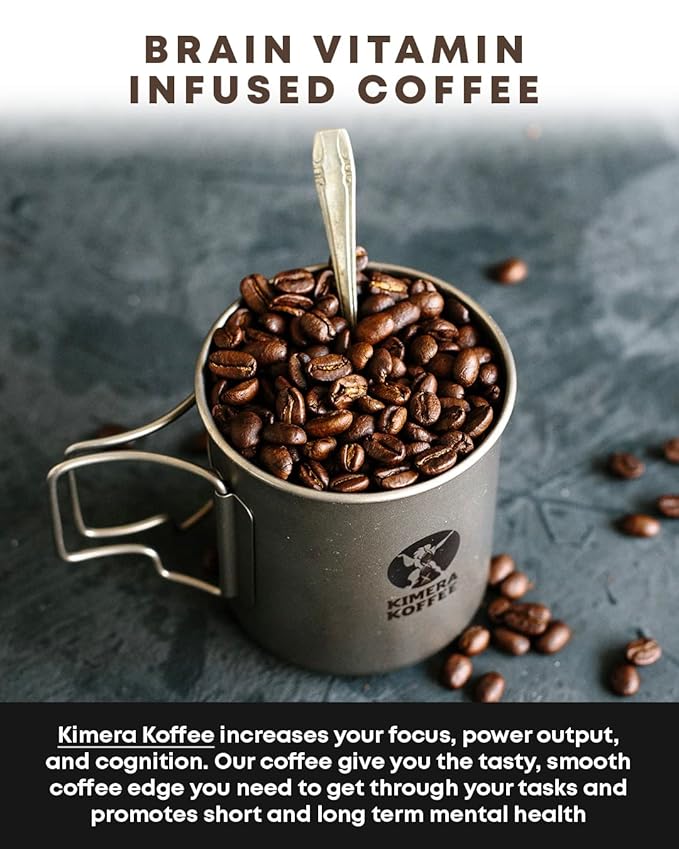 Kimera Koffee Organic Ground Coffee, Original Blend, Medium Roast infused with Taurine, Alpha GPC, DMAE, and L-theanine