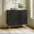 Fluted Storage Cabinet, 2 Doors Sideboard Buffet Cabinet, Modern Wood Accent Table with Adjustable Shelves, Console Table for Living Room, Hallway, Entryway, Black