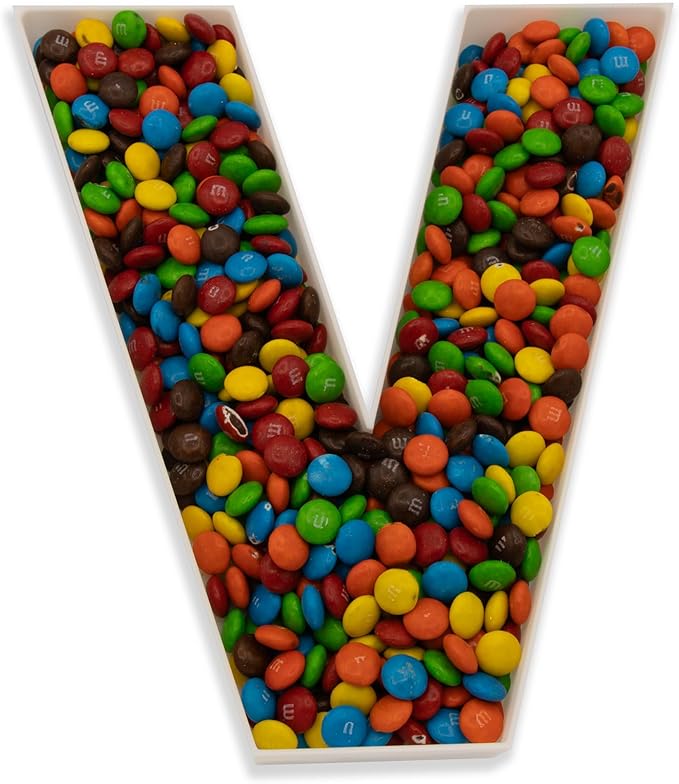 10" Reusable Plastic Box Form Tray Display for Treats, Charcuterie, Cake Pop, Candy, Charcuterie Box, Custom Charcuterie Letters Fillable - Reusable Letter Box - (White Plastic, V)