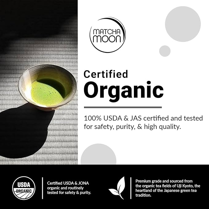 Matcha Moon Pure Zen - Premium USDA Organic Ceremonial Grade Matcha Green Tea Powder, 30g Tin - Uji Kyoto Sourced, First Harvest, Traditional Japanese Tea