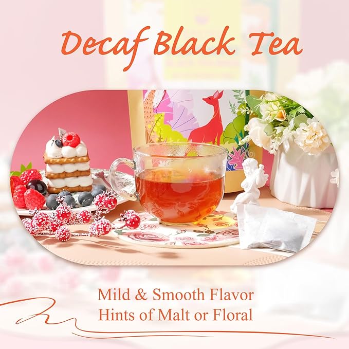 WT WEETEE Decaf Black Tea Bags, 100 Count CO2-Decaffeinated Black Tea, Smooth & Mild Taste | Drink All Day | Resealable Kraft Bag