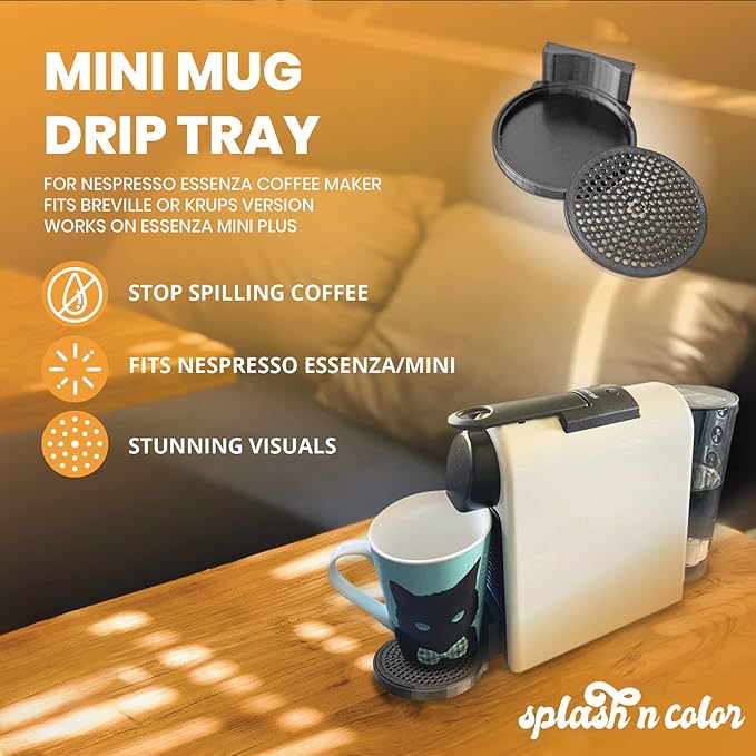 SplashNColor Mini Mug Drip Tray Compatible with Nespresso Essenza Coffee Maker Fits Breville or Krups version works on Essenza Mini Plus