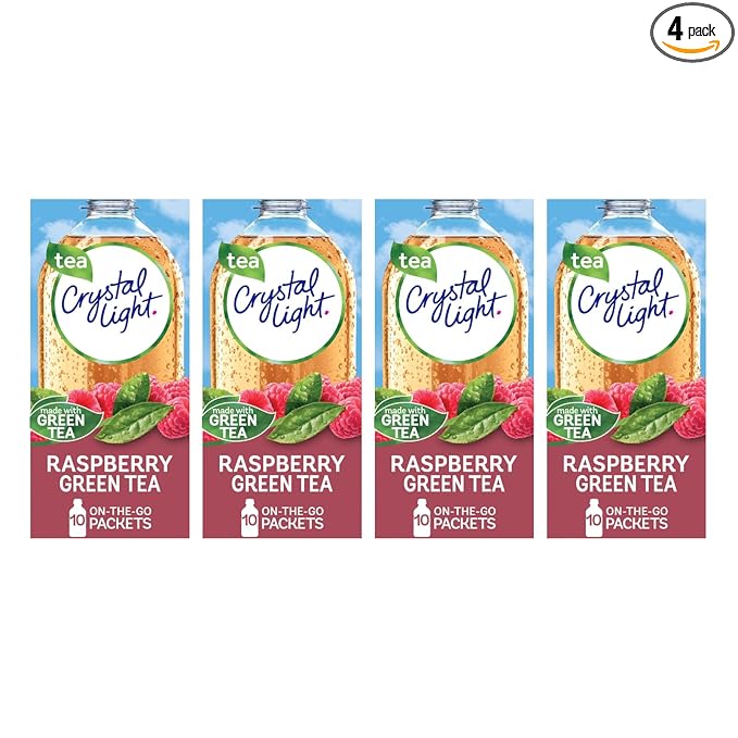Crystal Light On The Go Raspberry Green Tea, 10-Packet Box (Pack of 4)