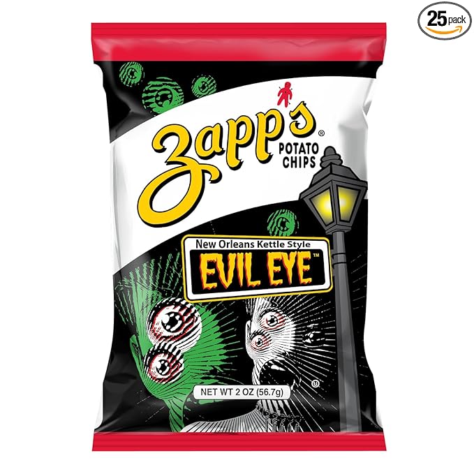 Zapp’s New Orleans Kettle-Style Potato Chips Evil Eye Flavor (2 oz Bags, 25 Count) – Crunchy Chips with a Spicy Kick – Perfect On-The-Go, Gluten Free Snack