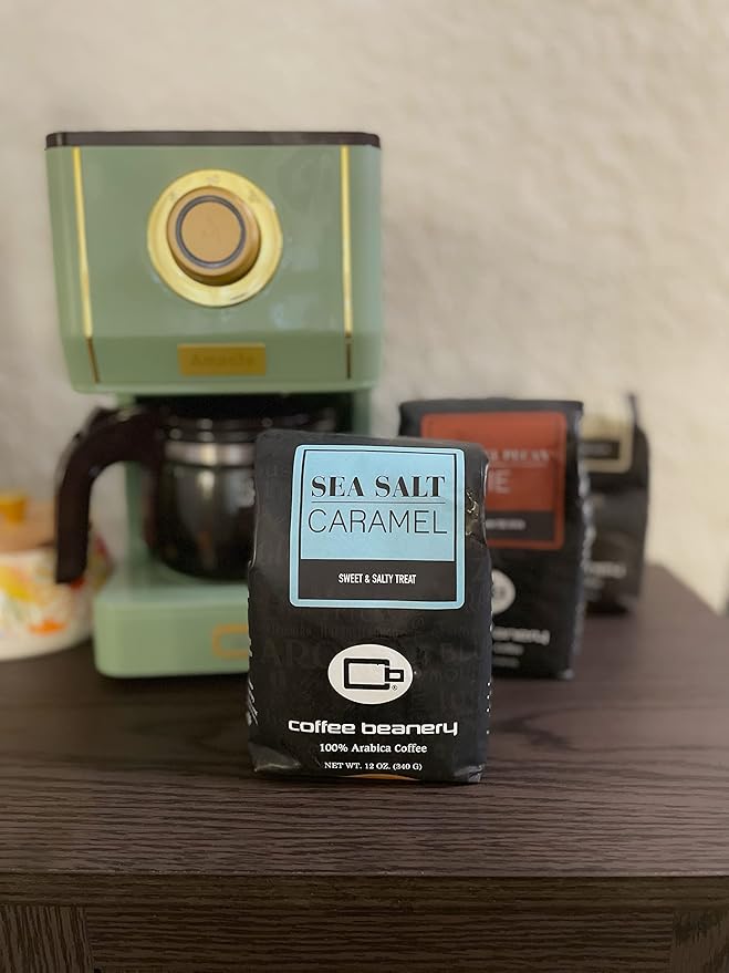 Sea Salt Caramel Flavored Coffee SWP Decaf, Specialty Arabica Coffee, Medium Roast, 12 ounce, Whole Bean