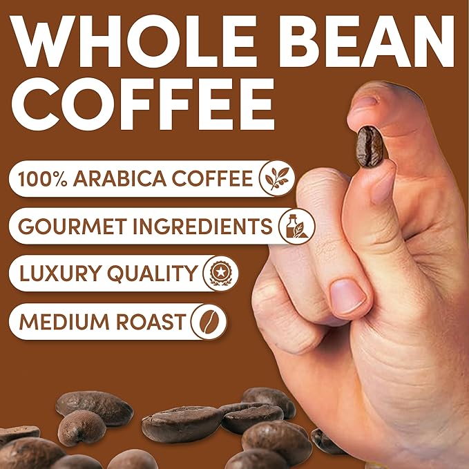Sarasota Coffee Whole Bean Salted Caramel | Medium Roast Gourmet Flavored Coffee Beans | Low Acid, Mold Free, Specialty Grade Bulk Beans | 5lb (80 oz)